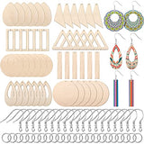 Hicarer 197 Pieces Wooden Dangle Earring Making Kit, Including 48 Pieces Wooden DIY Pendants 100 Pieces Jump Rings and 49 Pieces Earring Hooks for Hicarer