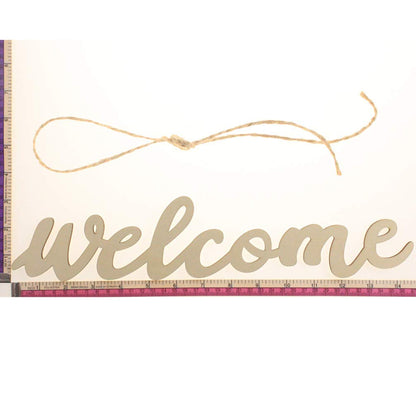 NUOBESTY Wooden Welcome Sign Cutout Unfinished Wood Letter Sign Farmhouse Front Door Sign with Ropes DIY Block Words Plaque for Easter Wreath