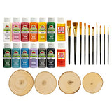 Apple Barrel PROMOABWR22 DIY Craft Featuring 12 Paints, 2 Mod Podge Acrylic Sealers, 4 Wood Rounds and 10 Brushes, 28 Piece Set, Multi Apple Barrel