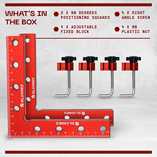 Silginnes 90 Degree Positioning Squares Right Angle Clamps for Woodworking - 2 Pack （5.5"*5.5"）Aluminium Alloy Corner Clamp Woodworking Carpenter Silginnes