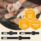 VICHSAMWY 3PCS Black Metal Woodworking Ruler, Adjustable 6/8/12 Inch Precision Pocket Slide Ruler,Inch and Metric Measuring Ruler for Woodworker VICHSAMWY