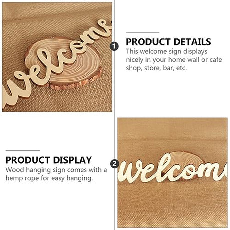 Amosfun Vintage Decor 10pcs welcome wood cutout letters for sign wooden unfinished- Welcome Door Signs Decorative Wood Hanging Door- Sign with 10pcs Amosfun