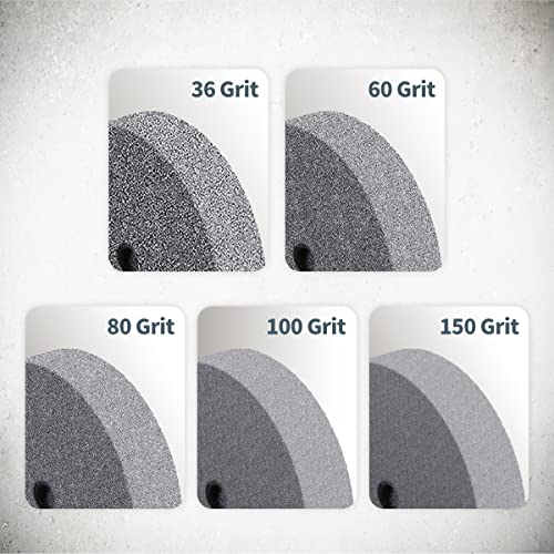 POWERTEC 15523-P2 Bench and Pedestal Grinding Wheels, 8 Inch x 1 Inch, 5/8 Arbor, 150 Grit, Aluminum Oxide Bench Grinder Wheel for Bench Grinder, 2 POWERTEC