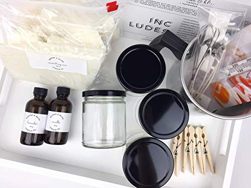 Complete DIY Coconut Wax Blend Starter Candlemaking Kit by Banter & Bliss Candle Co. - Makes Four 7 oz. Candles - Full Beginner Kit (34 pieces) WoodArtSupply