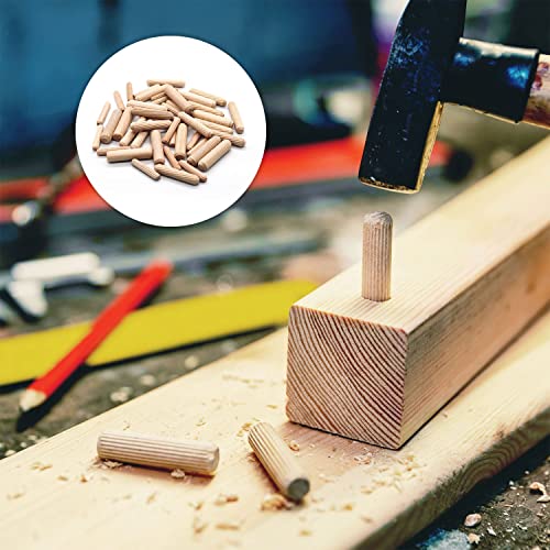 Wooden Dowel Pins Assorted Kit - M6/M8/M10 Fluted Wood Dowel Pins, Made of Hardwood - 500 PCS 3 Size -1/4,5/16,3/8 Inch Dowel pins CZXNBI