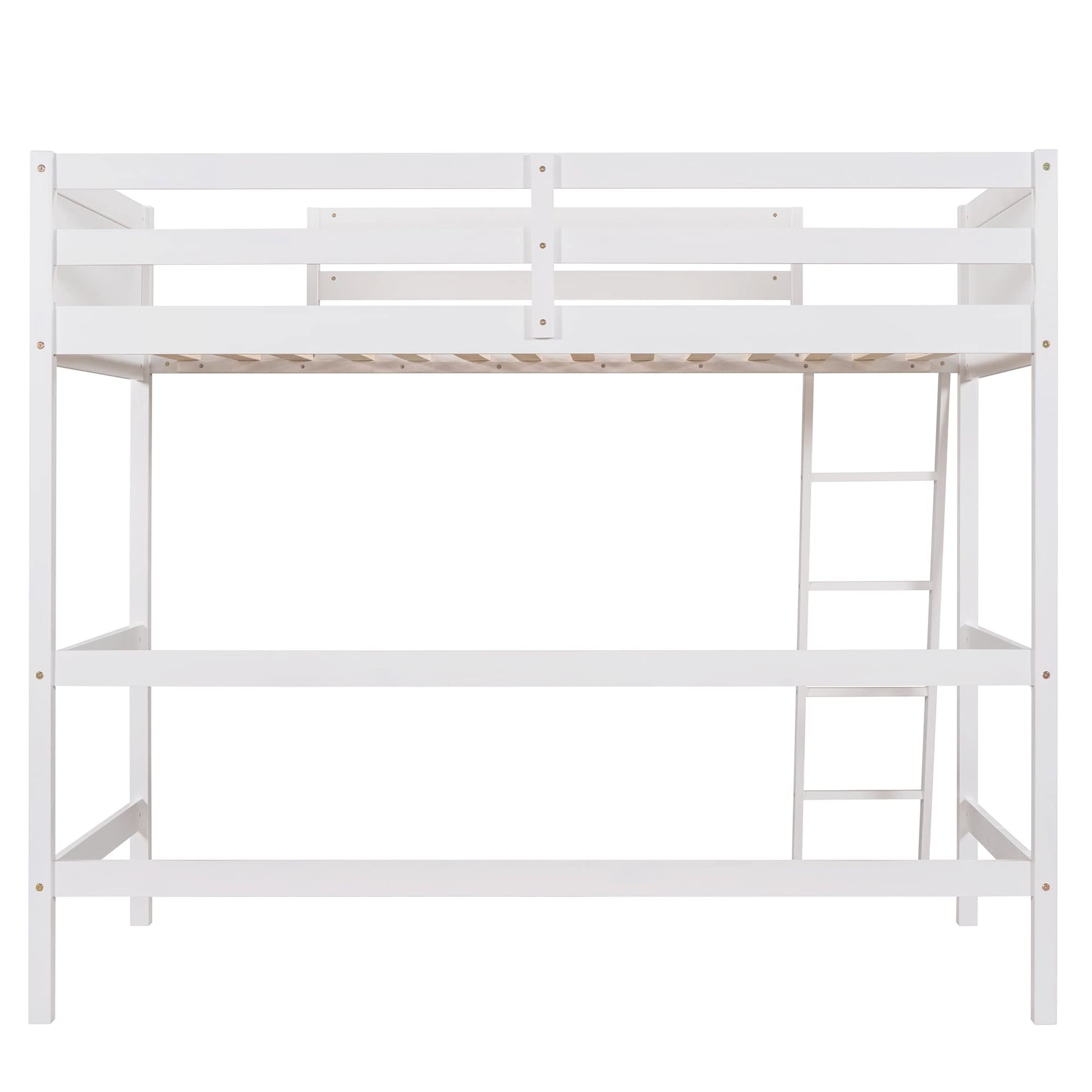 Stylish White Twin Loft Bed Frame with Angled Ladder by Harper & Bright Designs - WoodArtSupply