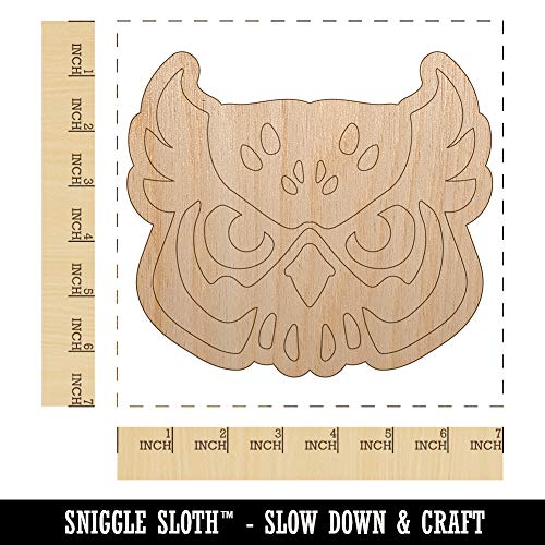 Great Horned Owl Head Unfinished Wood Shape Piece Cutout for DIY Craft Projects - 1/8 Inch Thick - 6.25 Inch Size Sniggle Sloth