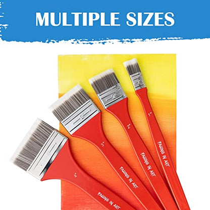 Falling in Art Flat Paddle Paint Brush Set with Long Handle, Large Scale Brush for Oil and Acrylic Paints(1 Inch,2Inch,3Inch) - WoodArtSupply