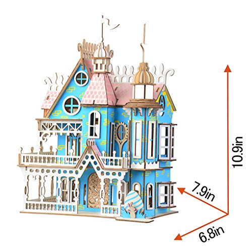 Wewinn 3D Wooden Puzzles Laser Engraving DIY Safe Assembly Constructor Kit Toy for Teens and Adults (F3 Villa) Wewinn