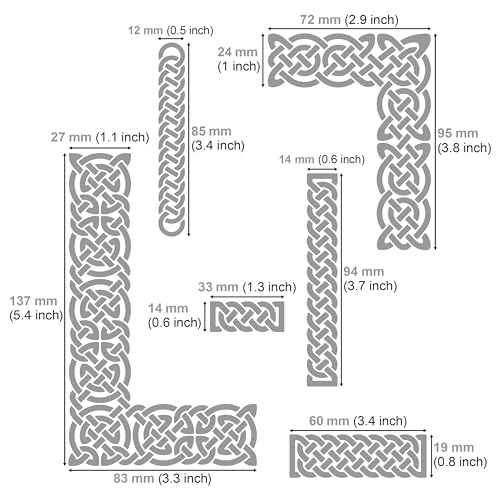 Aleks Melnyk #36.2 Small Border Stencil for Scrapbooking, Celtic Knot, Ornate Viking Stencil, Stainless Steel Journal Stencil, Metal Stencil for - WoodArtSupply