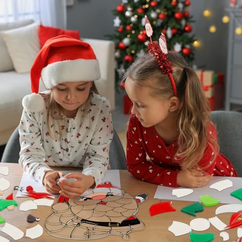 Christmas Santa Craft Kits for Kids Holiday Xmas Suncatcher Sticker Glass Made Easy Activity Kit Decorations for Santa Clause Sun Catcher Kits Girls