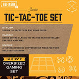 Refinery & Co. Premium Solid Wood Tic-Tac-Toe Board Game, Giant Gold 14” Coffee Table Home Decor, Classic Indoor/Outdoor Party Game for Children & Refinery