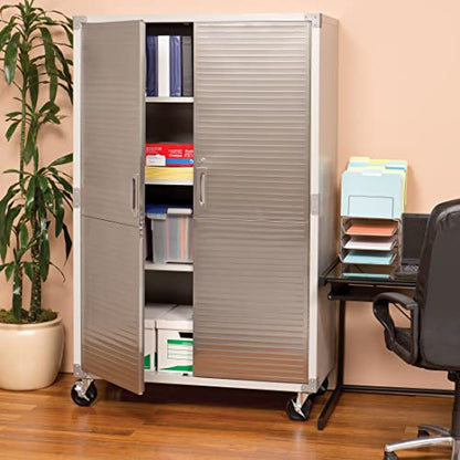 Seville Classics Mega Lockable Storage Cabinet, 48" W x 24" D x 72" H, Granite - WoodArtSupply