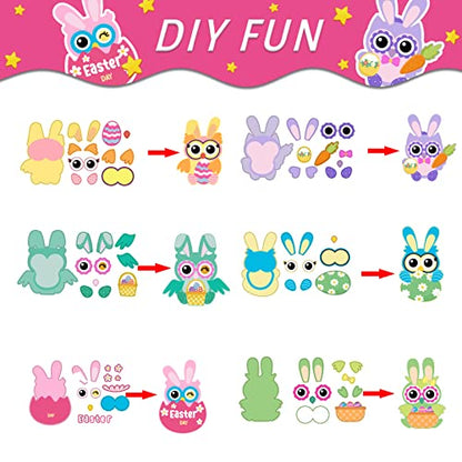 30 PCS Easter Paper Craft Kits Kids DIY Owl Art Craft Make Your Own Easter Owl Bulk Set for Home Classroom Game Activities Party - WoodArtSupply