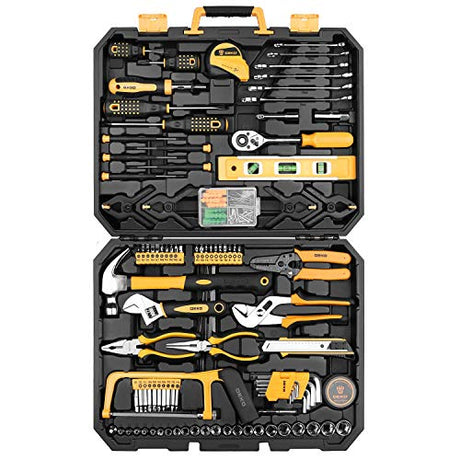 DEKOPRO 228 Piece Socket Wrench Auto Repair Tool Combination Package Mixed Tool Set Hand Tool Kit with Plastic Toolbox Storage Case DEKOPRO