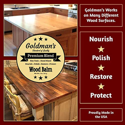Goldman's Wood Balm - Cutting Board Finish - Paste Wax - Wood Wax - Paste Wax for Wood - Wood Sealer - All Natural - Non Toxic - Food Grade - Wood