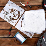 9 Pieces Fish Stencil Bass Fish Stencil Bass Fishing Stencil Template Reusable Painting Drawing Stencil and Metal Open Ring for Painting on Wood Wall Outus