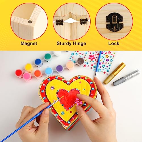 SUPREME XMAS Crafts for Girls Ages 8-12, 2 Pack Paint Your Own Wooden Jewelry Box Kit Arts and Crafts Kit for Kids Ages 4-6 6-8 Creative DIY Activity - WoodArtSupply