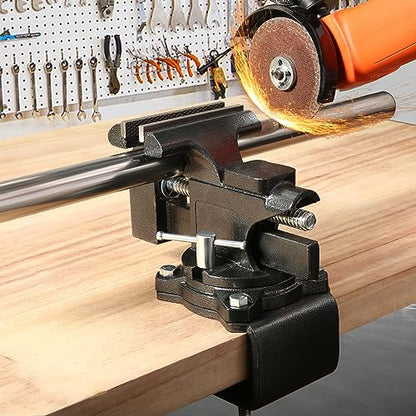 Bench Vise, 4-1/2" Table Vise For Workbench,2-in-1 Multi-Purpose Heavy Duty Bench Vice With Multifunctional Soft Jaws, 270° Swivel Base Home Vise for