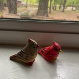 Selsela Cardinal Wood Red Bird Figurine Miniature Garden Statue Carving Home Decor Sculpture Small Animal (Female) Selsela