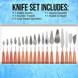 U.S. Art Supply 18-Piece Artist Stainless Steel Palette Knife Set - Wood Hande Flexible Spatula Painting Knives for Color Mixing Spreading, Applying US Art Supply