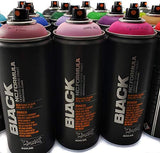 Montana Black 400ml Complete Artist Set of 24 Aerosol Spray Paint kit for Professional Crafting Graffiti Street Art Murals and Stencils Montana Black