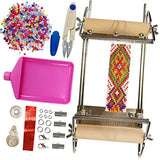 hobbyworker The Second Generation Adjustable Bead Loom Kit with Seed Beads,Large Eye Curved Beading Needle, Funnel Tray,Lobster Clasp,Open Ring and hobbyworker