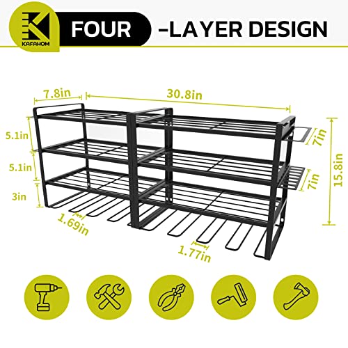 2 Tier Power Tool Storage and Organizer with 4 Metal Drill Slots