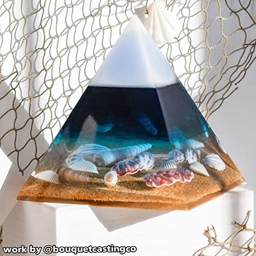 RESINWORLD Super Large Clear Silicone Pyramid Molds for Resin, 2Pcs Inner Pyramid Silicone Molds + 1Pcs Plastic Frame, Shiny Resin Mold for Chakra ResinWorld