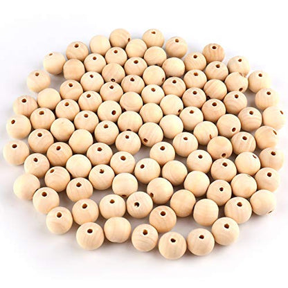Foraineam 600pcs 12mm Wooden Beads Unfinished Natural Wood Loose Beads Round Ball Wood Spacer Beads for DIY Crafts Jewelry Making