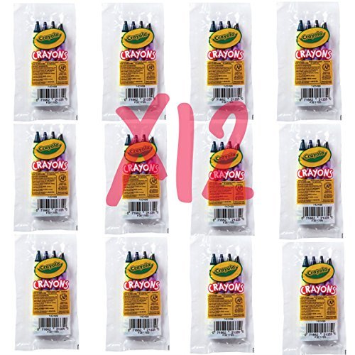 Crayola 4 Pack Full Size Crayons Party Favors Bundle of 12 4 Packs (Contains Blue, Red, Green, Yellow) Crayola