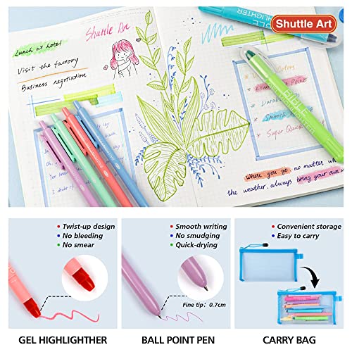 Shuttle Art Bible Highlighters and Pens No Bleed, 12 Pastel Colors