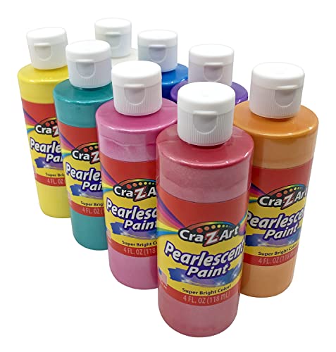 Cra-Z-art Washable Pearlescent Paint Bulk Pack 8ct, Assorted Colors 4oz each bottle Cra-Z-Art