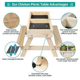 Chicken Picnic Table No Waste, Large Chicken Feeder Handmade Wooden, DIY Chicken Table Feeder Kit, Wild Bird, Duck & Squirrel Feeders No Mess, Mesh CHTSJQW