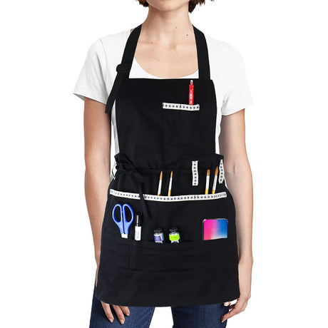 FreeNFond Adjustable Artist Apron with Pockets for Women Men Canvas Painting Aprons for Arts Gardening Utility or Work FreeNFond