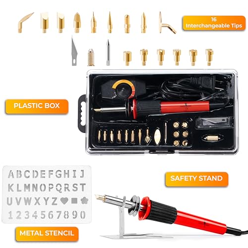 Wood Burning Kit 22PCS, Adjustable Temperature Pen with 18 Tips&Accessories All in a Storage Case - Complete Gift for Mastering The Art of Pyrography Scissor-Tailed