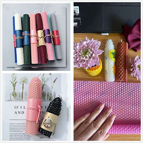 DIY Candles, Beeswax Honeycomb Candle Sheet, Beeswax Candle Making kit - 20 pcs (8 * 8in) in 20 Corlorful, with 30pcs Cotton Wicks, Beeswax Sheet Kit Atozbit