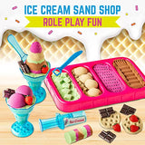 GirlZone Ice Cream Shop Play Sand for Kids, Kids Sand Kit with Sand Ice Cream Toy and 2lbs Sensory Play Sand for Kids, for Girls 8-12 GirlZone