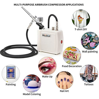 MEEDEN Mini Airbrush Kit with Compressor, Dual-Action Gravity Feed 0.5mm Airbrush, Multi-Function Airbrush Set with Cleaning Kit for Makeup, Art - WoodArtSupply