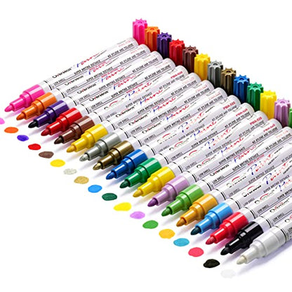 TFIVE Paint Markers Paint Pens, Waterproof Quick Dry and Permanent, Work on Almost Anything, Oil-Based Paint Marker Pen for Rock Painting, Metal,