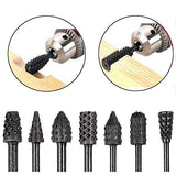 Eyech 10pc 1/8''(3mm) Shank Carbon Steel Rotary Burr Rasp Set Wood Carving File Rasp Drill Bits for DIY Woodworking Wood Carving Polishing Grinding Eyech