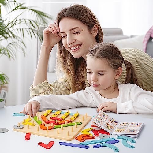 Montessori Toys for 2 3 4 Year Old,Puzzles Sensory Toys for Kids Ages 3-5,Preschool Autism Learning Activities Materials Toys,Peg STEM Toys Busy - WoodArtSupply