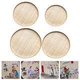 VOSAREA 4pcs Bamboo Woven Storage Plate Serving Tray Arts and Crafts Organizer Bamboo Weaving Art Painting Hanging Ornament VOSAREA