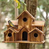 Terpovery Hanging Wooden Bird House for Outside 6 Hole Wooden Bird House Courtyard Backyard Decorations Terpovery