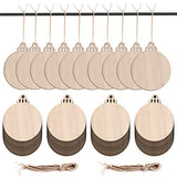 KSPOWWIN 50pcs Round Blank Wood Slices with Holes for DIY Christmas Ornaments Hanging Decorations, 3.5" Unfinished Wooden Christmas Cutouts Ornaments KSPOWWIN