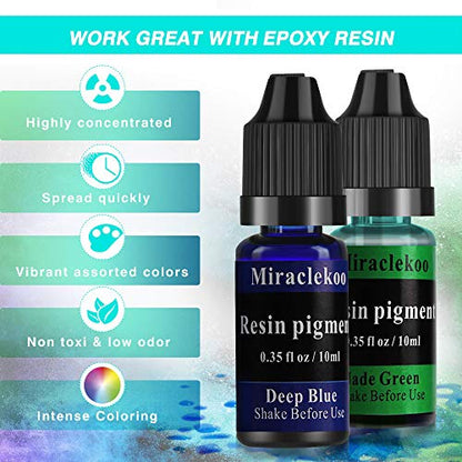 Miraclekoo 18 Colors Epoxy Resin Color Pigment Liquid Resin Color dye Translucent Resin Colorant - WoodArtSupply