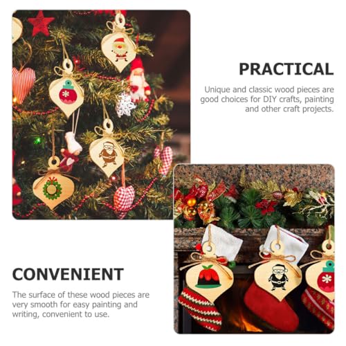 Zerodeko Unfinished Wooden Cutouts 25pcs Wood Christmas Ball Shapes Xmas Tree Hanging Ornament Blank Gift Tags for DIY Christmas Crafts