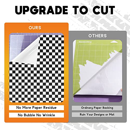 Tintnut Chessboard Permanent Vinyl Roll - 12 inch x 5ft, Checkered Racing Adhesive Vinyl Compatible with Cricut Machine, Black and White Permanent Tintnut