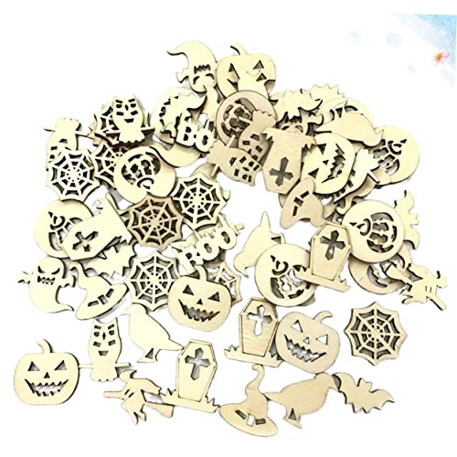NOLITOY 100pcs Pieces Haunted House Toys Gift Wooden Decor Halloween Wooden Craft Halloween Wood Cutouts Unfinished Wood Cutout Kids Crafts Halloween