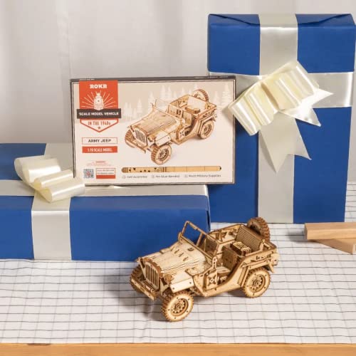 ROKR Model Car Kits Wooden 3D Puzzles Model Building Kits for Adults-Educational Brain Teaser Assembly Model for Adults to Build, Desk Decor/DIY ROKR